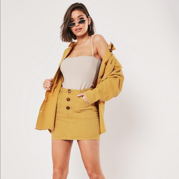 Mustard denim jacket and skirt set - Picture 1 of 2